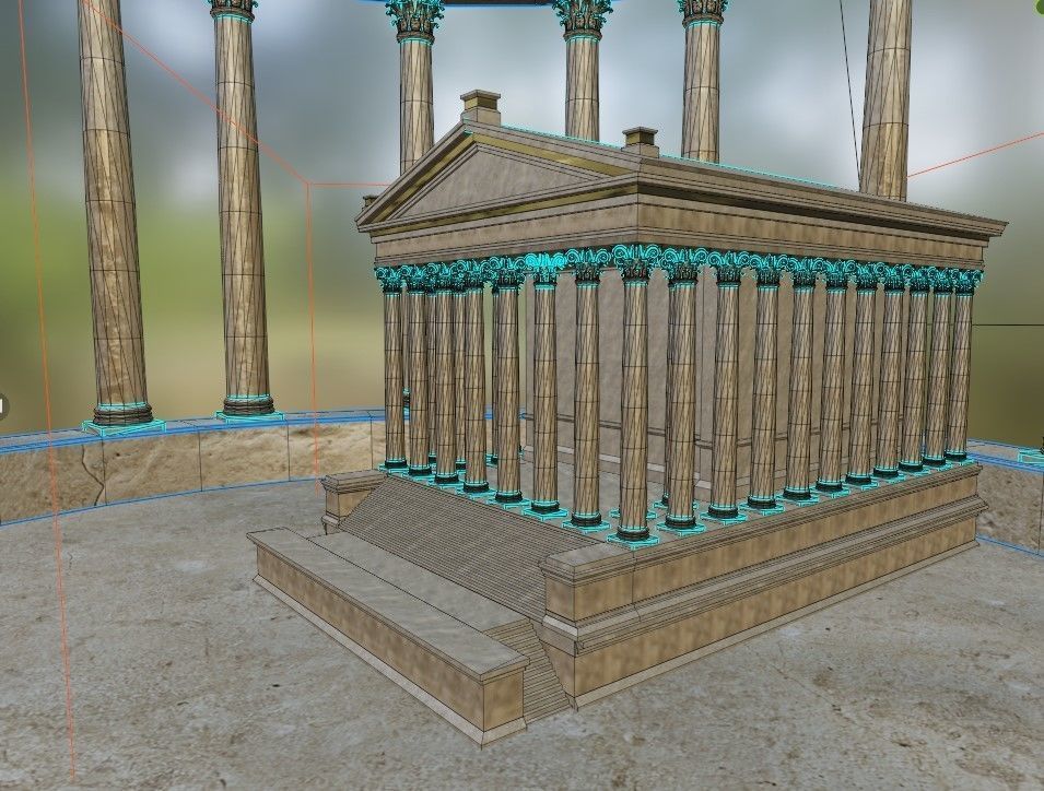 the ancient temple Low-poly 3D model_11