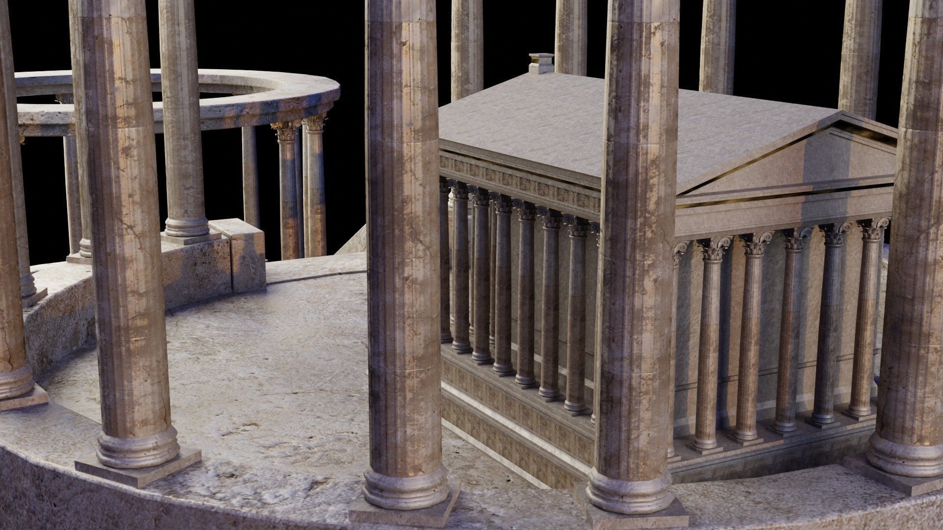 the ancient temple Low-poly 3D model_4
