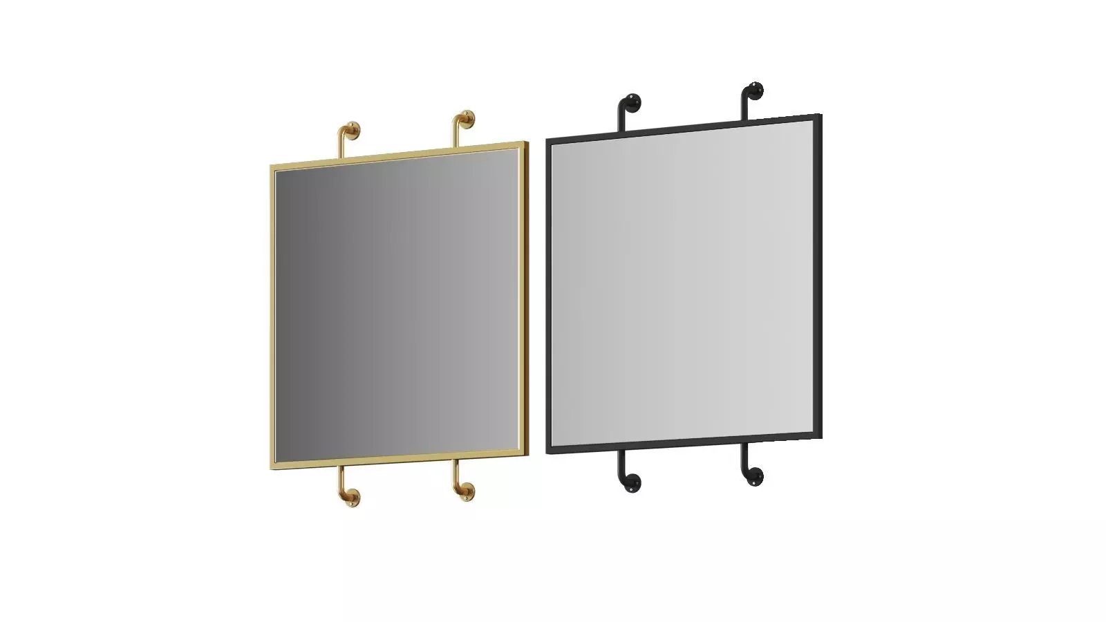 Pipe Mounted Square Wall Mirror by Clear Home Design 3D model