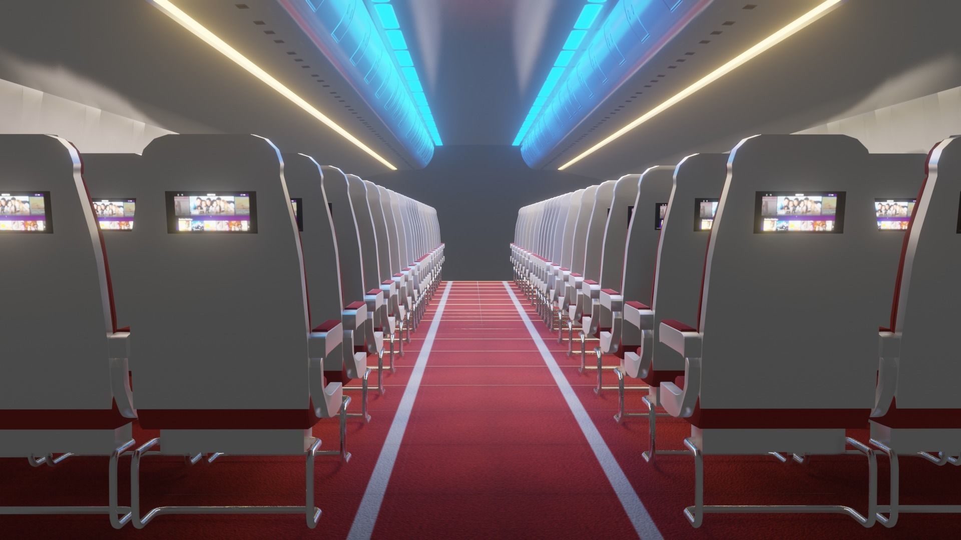Airplane Interior  Low-poly 3D model_9