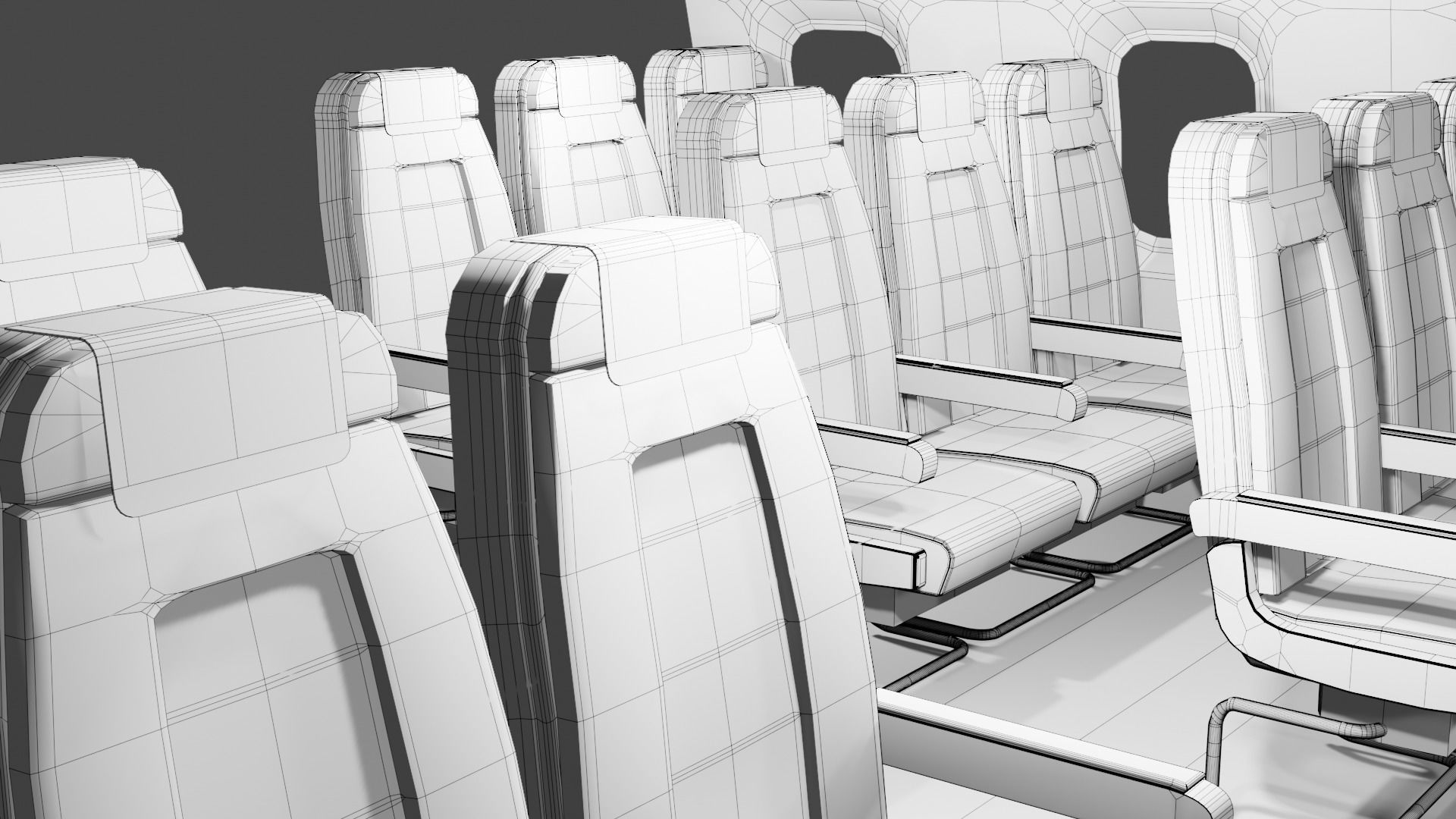 Airplane Interior  Low-poly 3D model_15