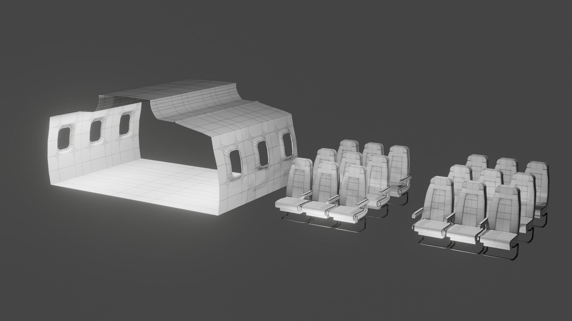 Airplane Interior  Low-poly 3D model_14