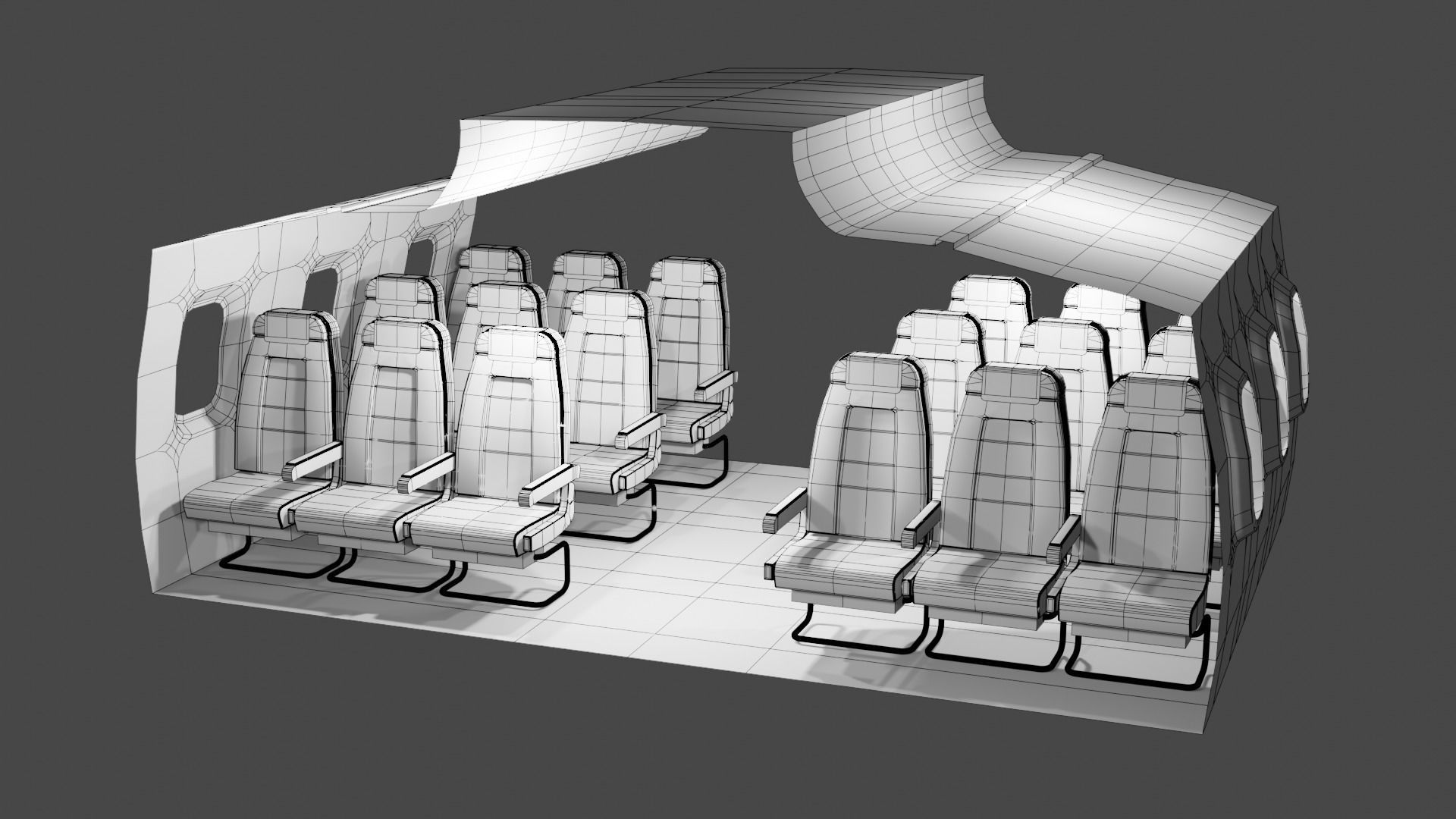 Airplane Interior  Low-poly 3D model_16