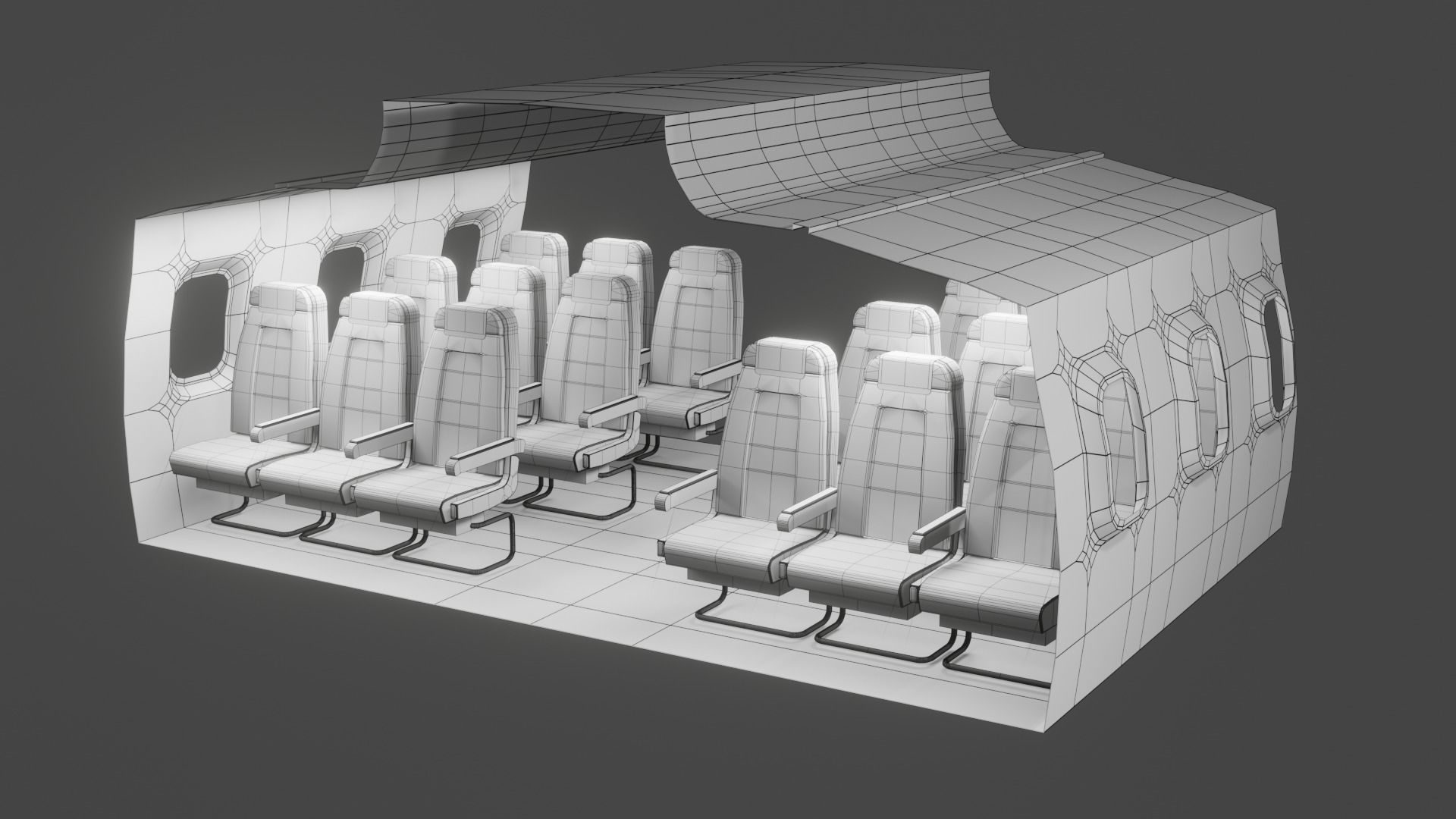 Airplane Interior  Low-poly 3D model_18