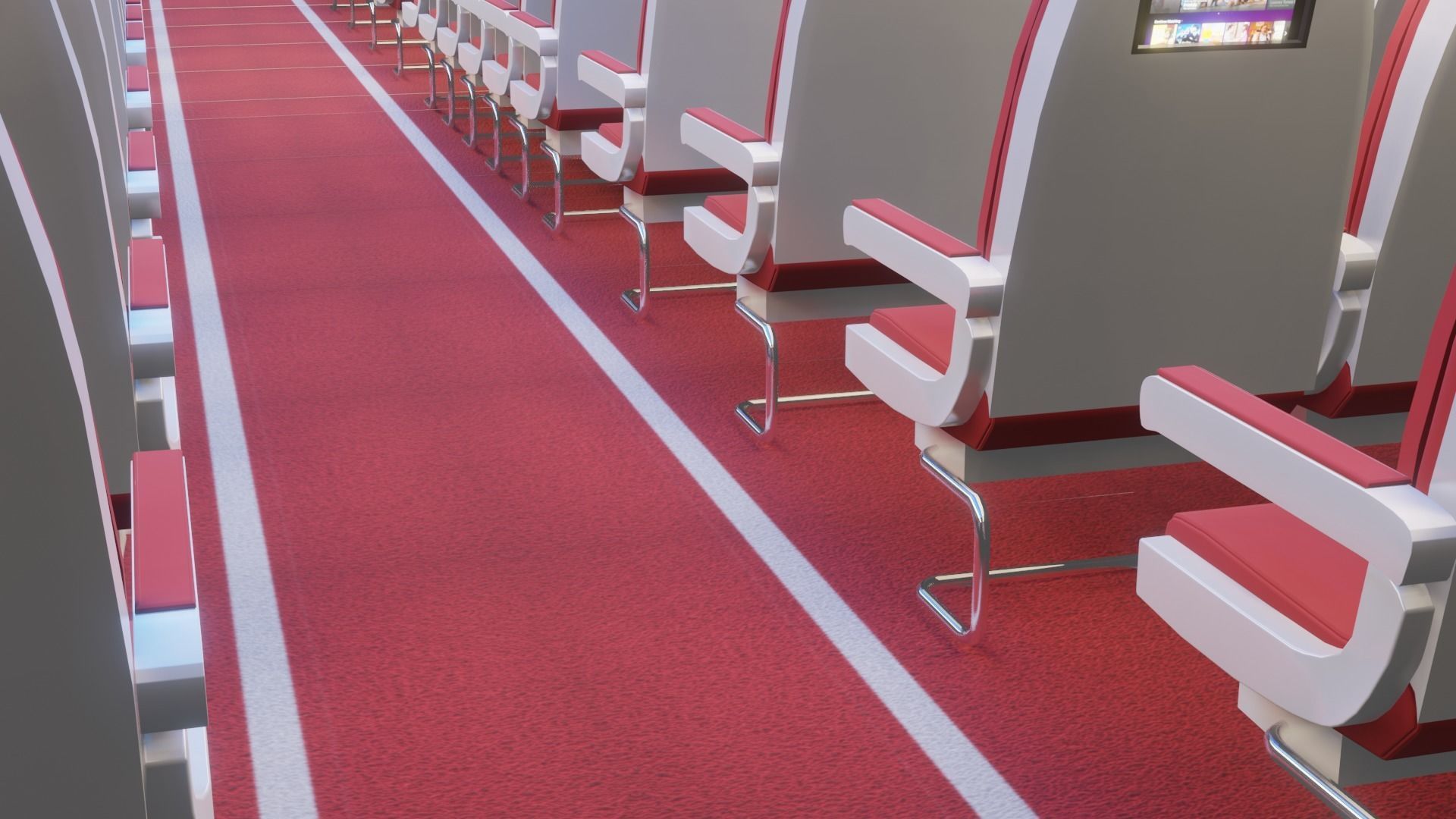 Airplane Interior  Low-poly 3D model_7