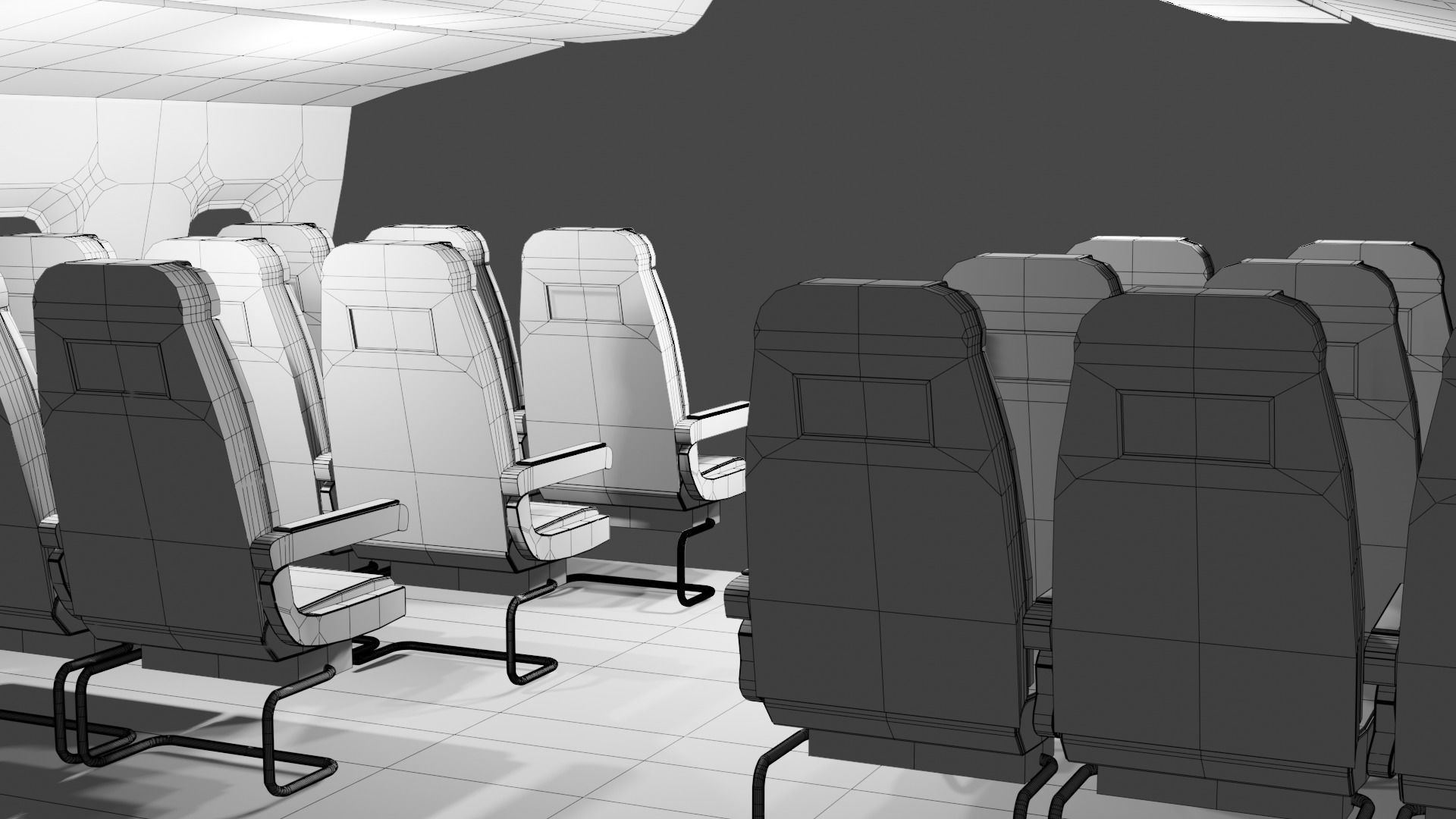 Airplane Interior  Low-poly 3D model_17