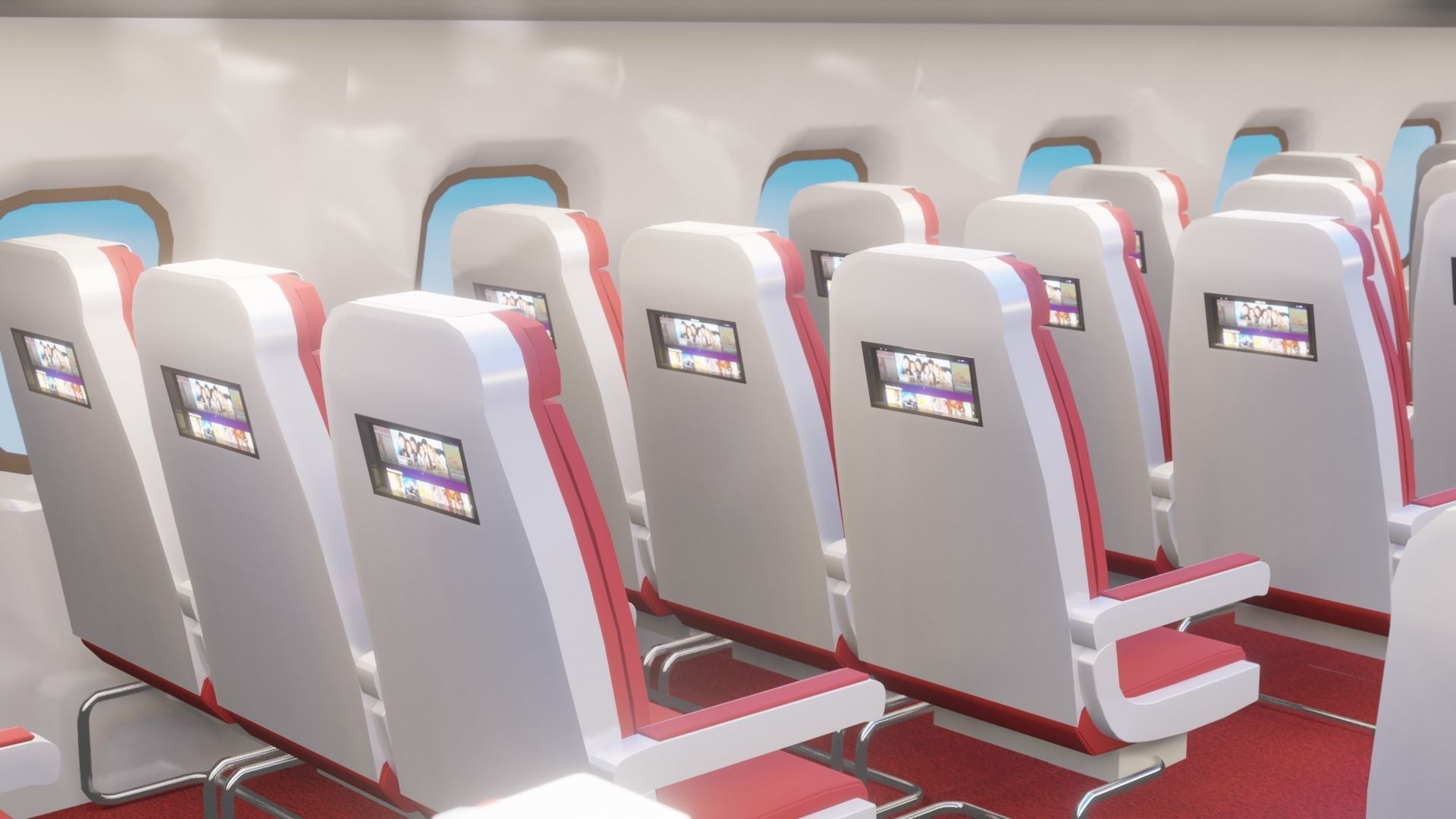 Airplane Interior  Low-poly 3D model_4