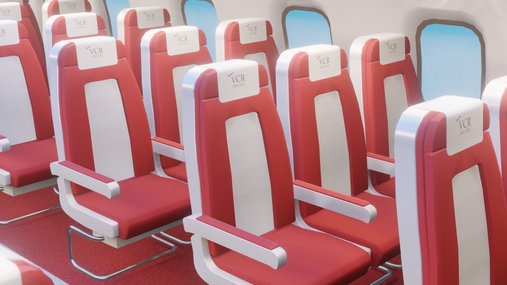 Airplane Interior  Low-poly 3D model_1