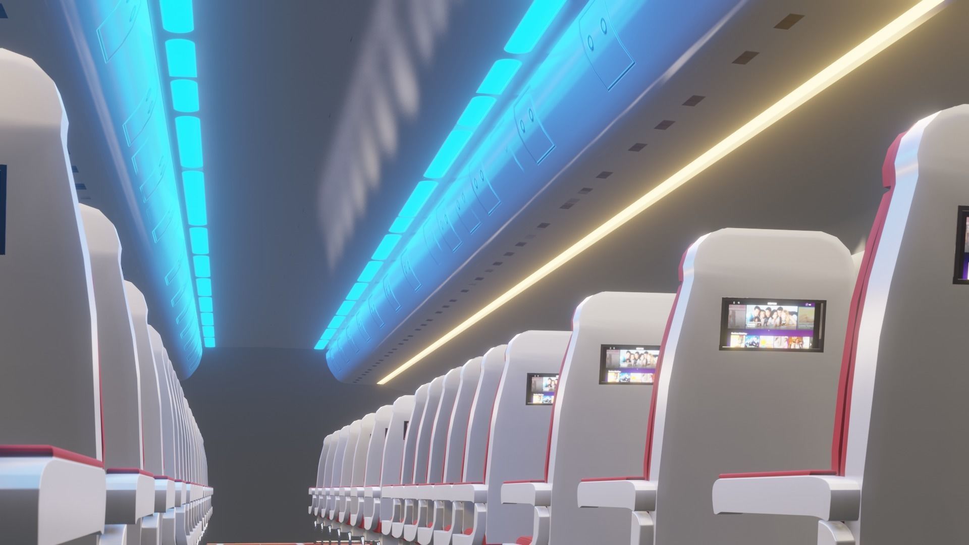 Airplane Interior  Low-poly 3D model_6