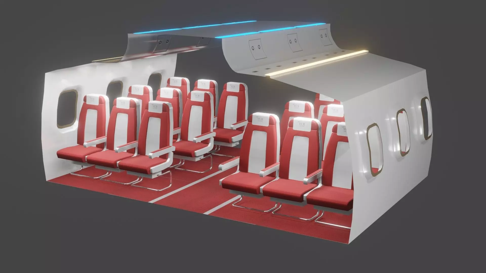 Airplane Interior  Low-poly 3D model_0