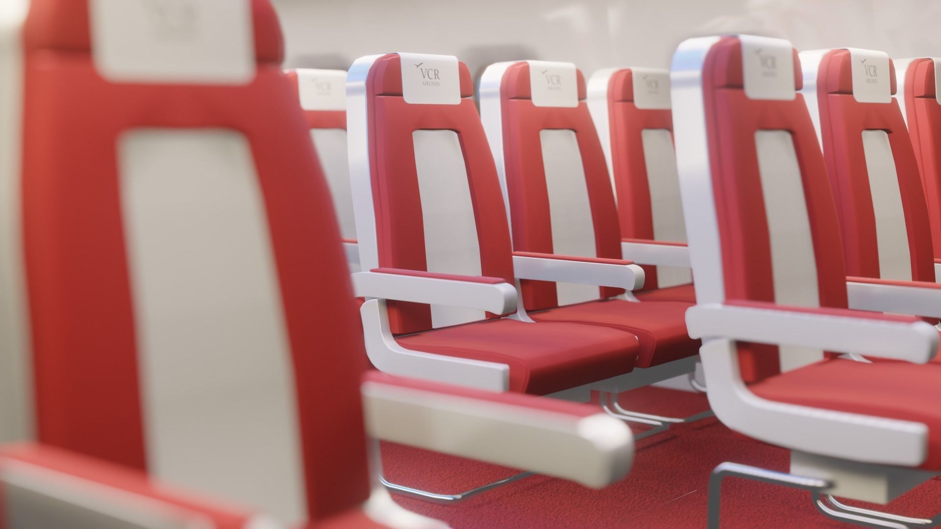 Airplane Interior  Low-poly 3D model_3