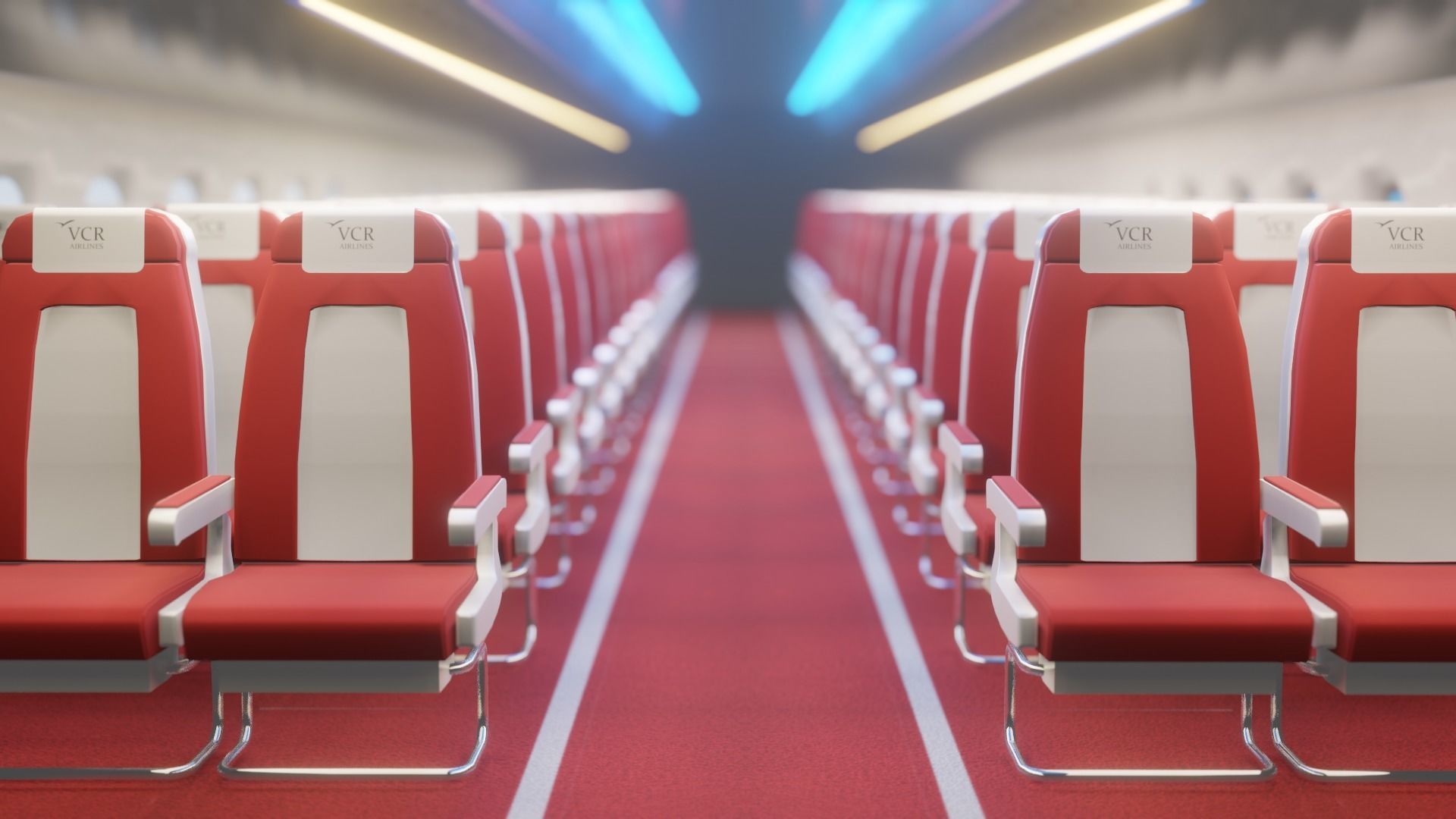 Airplane Interior  Low-poly 3D model_10