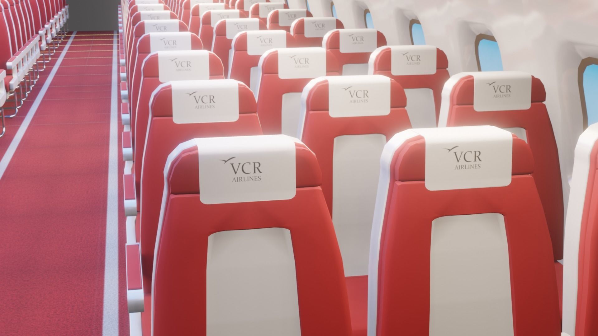 Airplane Interior  Low-poly 3D model_12