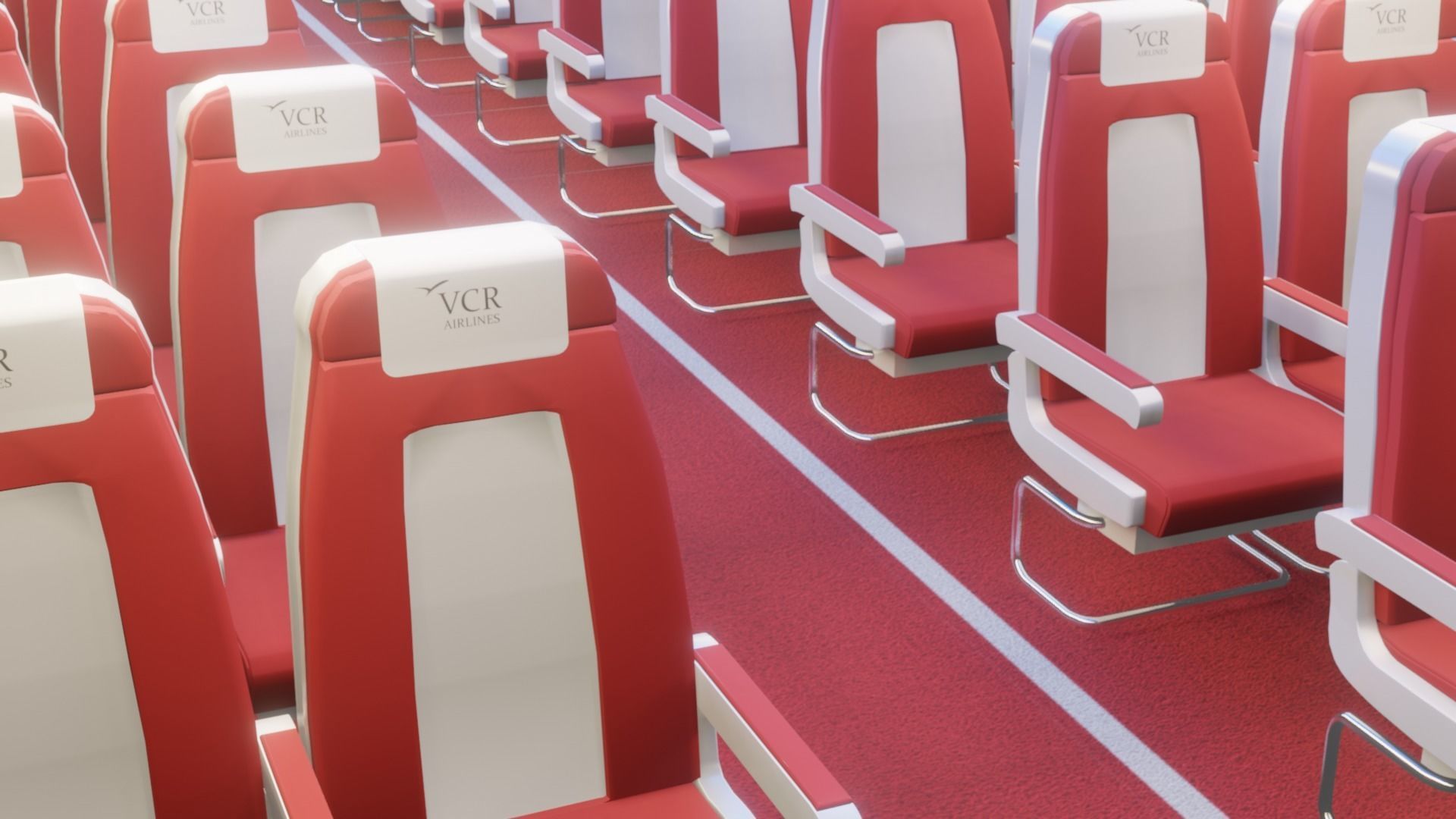 Airplane Interior  Low-poly 3D model_8