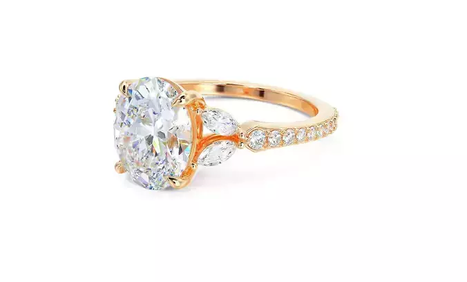 gold engagement ring 10x8mm oval shape diamond