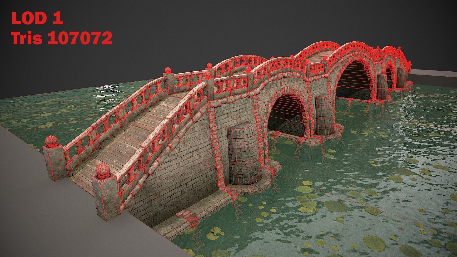 Long Stone Bridge Low-poly 3D model_15
