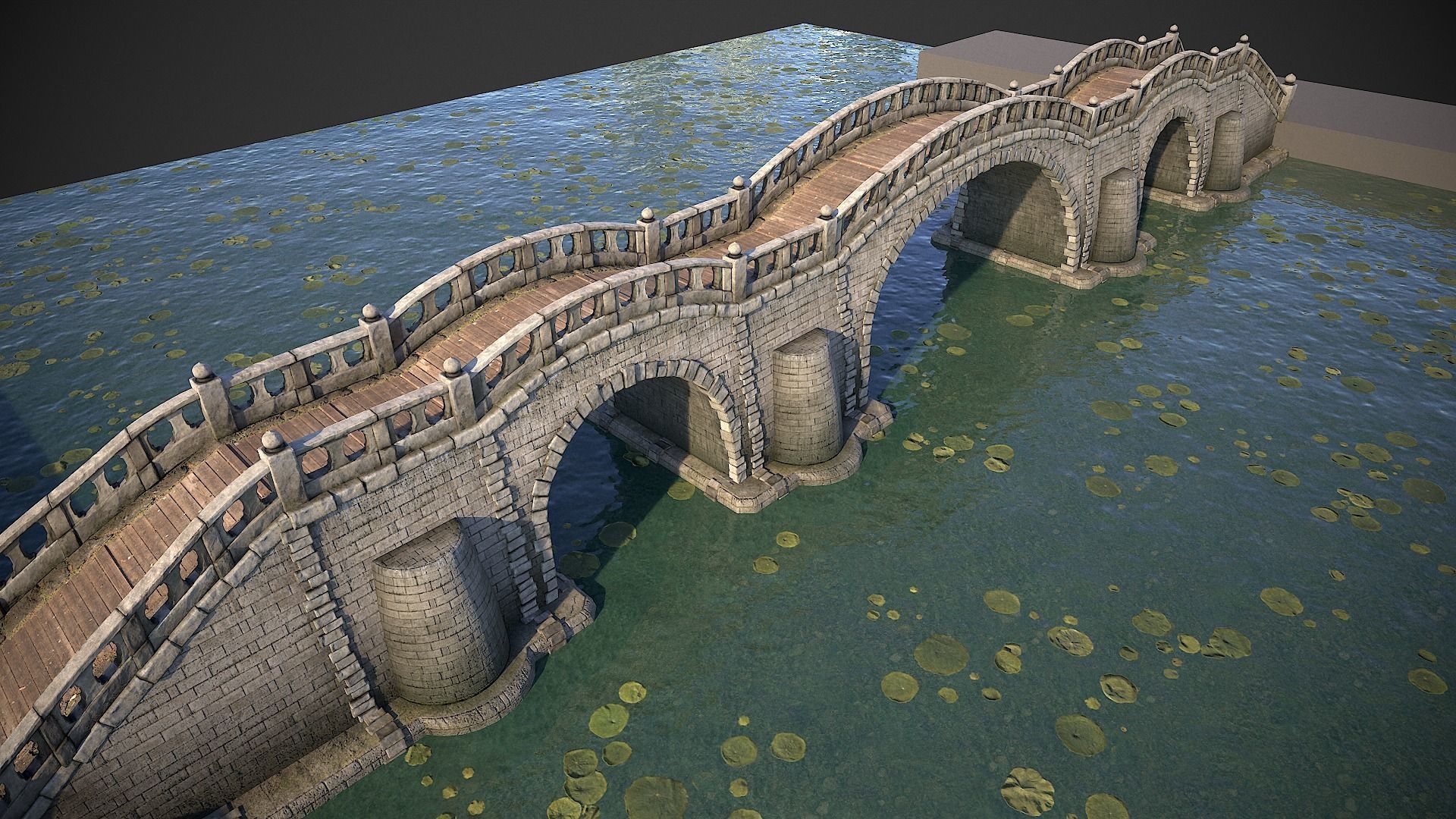 Long Stone Bridge Low-poly 3D model_11