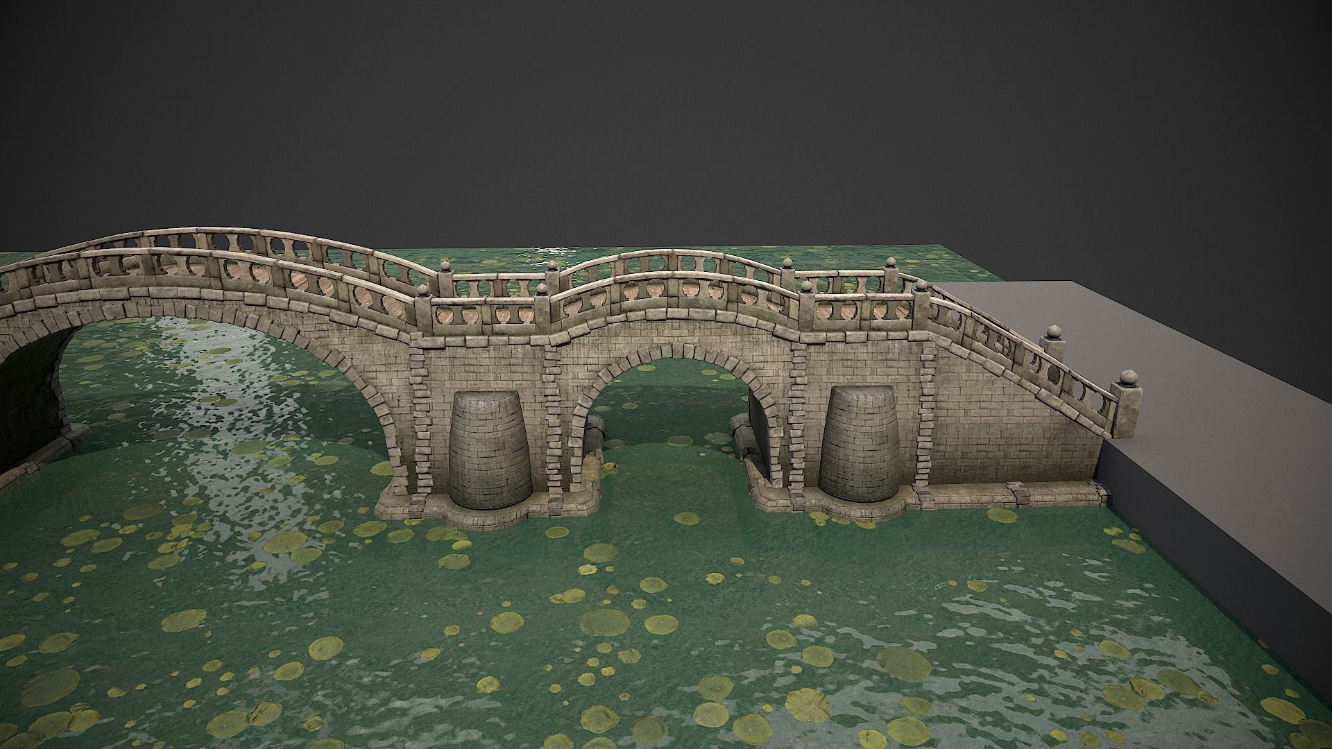 Long Stone Bridge Low-poly 3D model_4