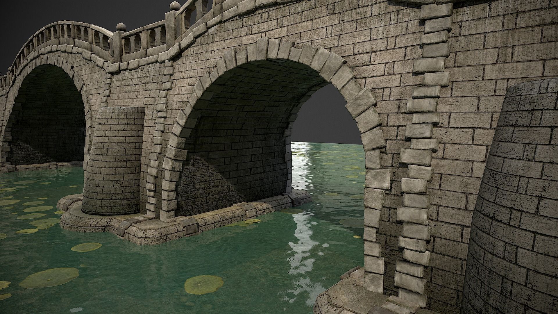 Long Stone Bridge Low-poly 3D model_9