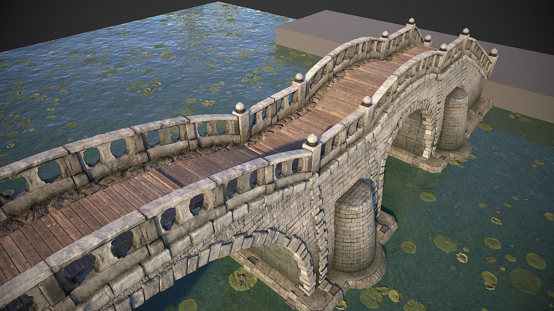 Long Stone Bridge Low-poly 3D model_10