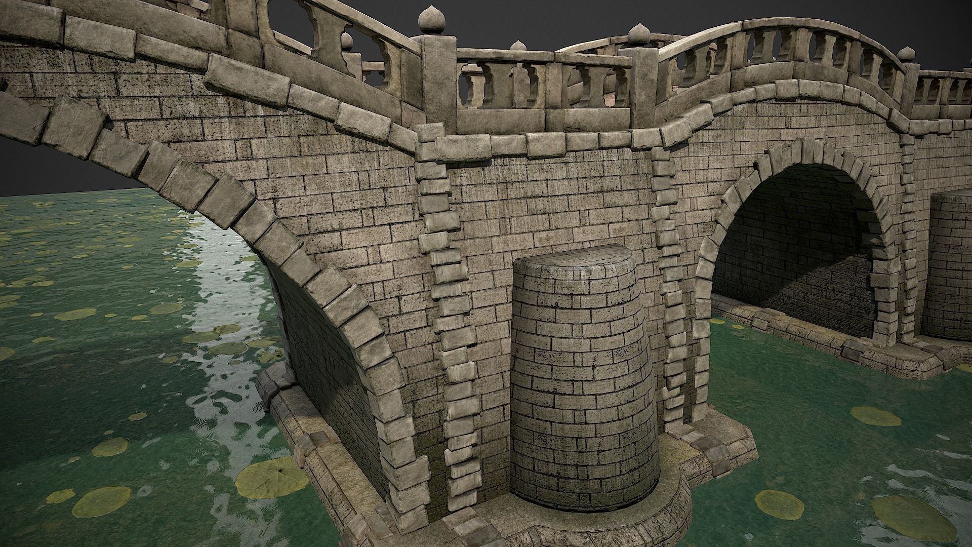 Long Stone Bridge Low-poly 3D model_8
