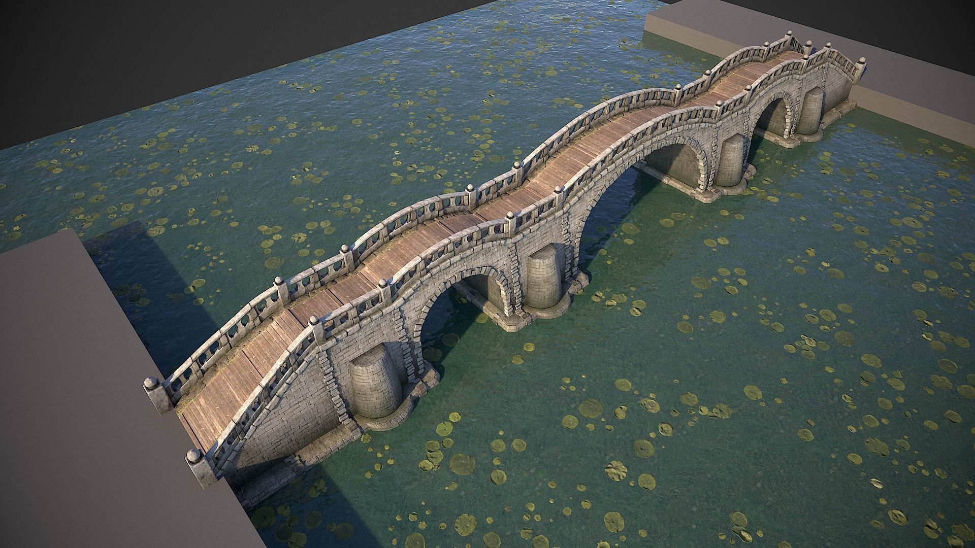 Long Stone Bridge Low-poly 3D model_12