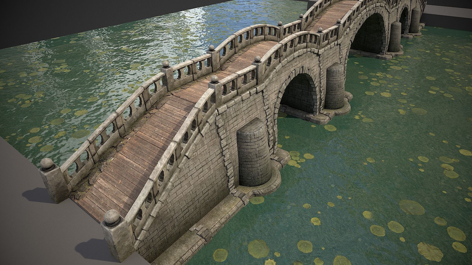 Long Stone Bridge Low-poly 3D model_5