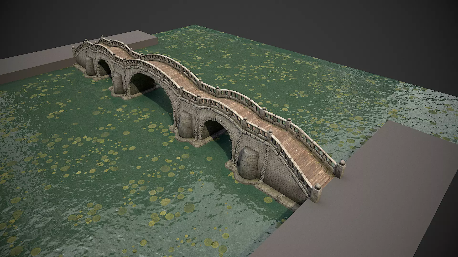 Long Stone Bridge Low-poly 3D model_0