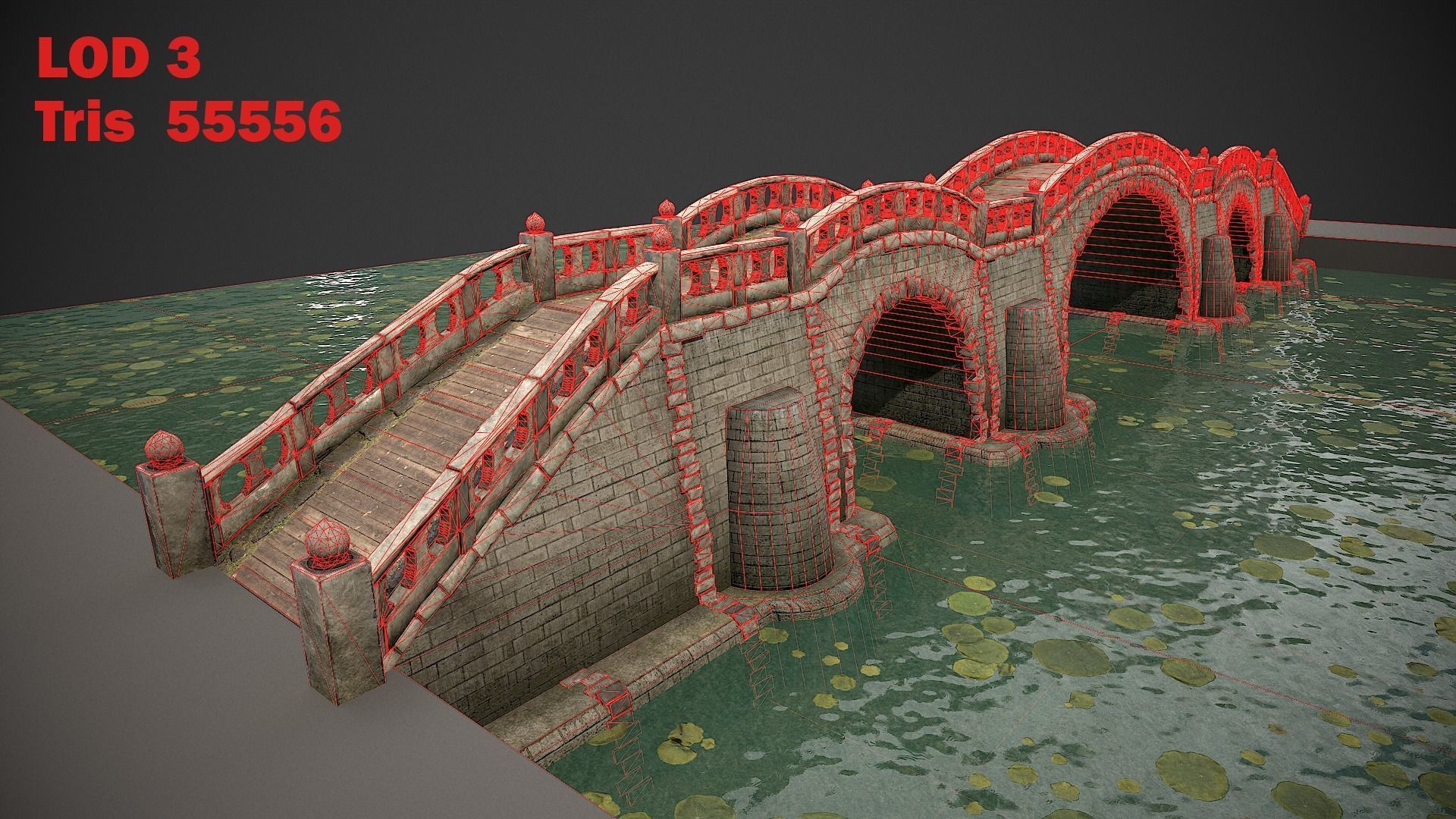 Long Stone Bridge Low-poly 3D model_17
