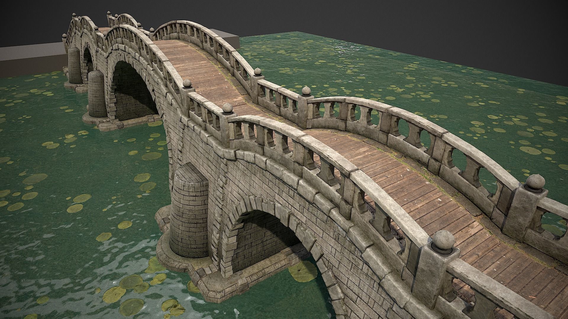 Long Stone Bridge Low-poly 3D model_7