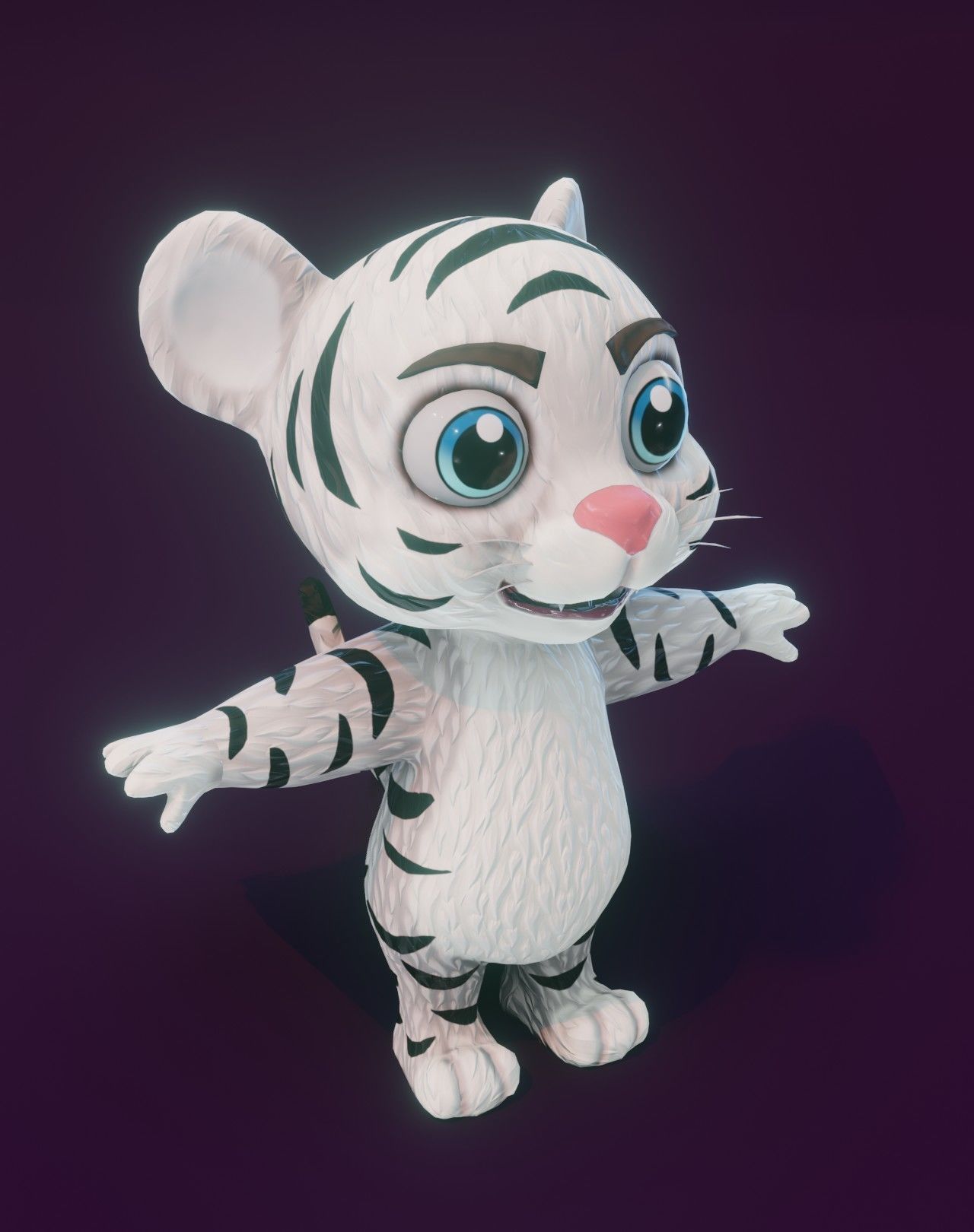 Cartoon White Tiger 3D Model Low-poly 3D model_11