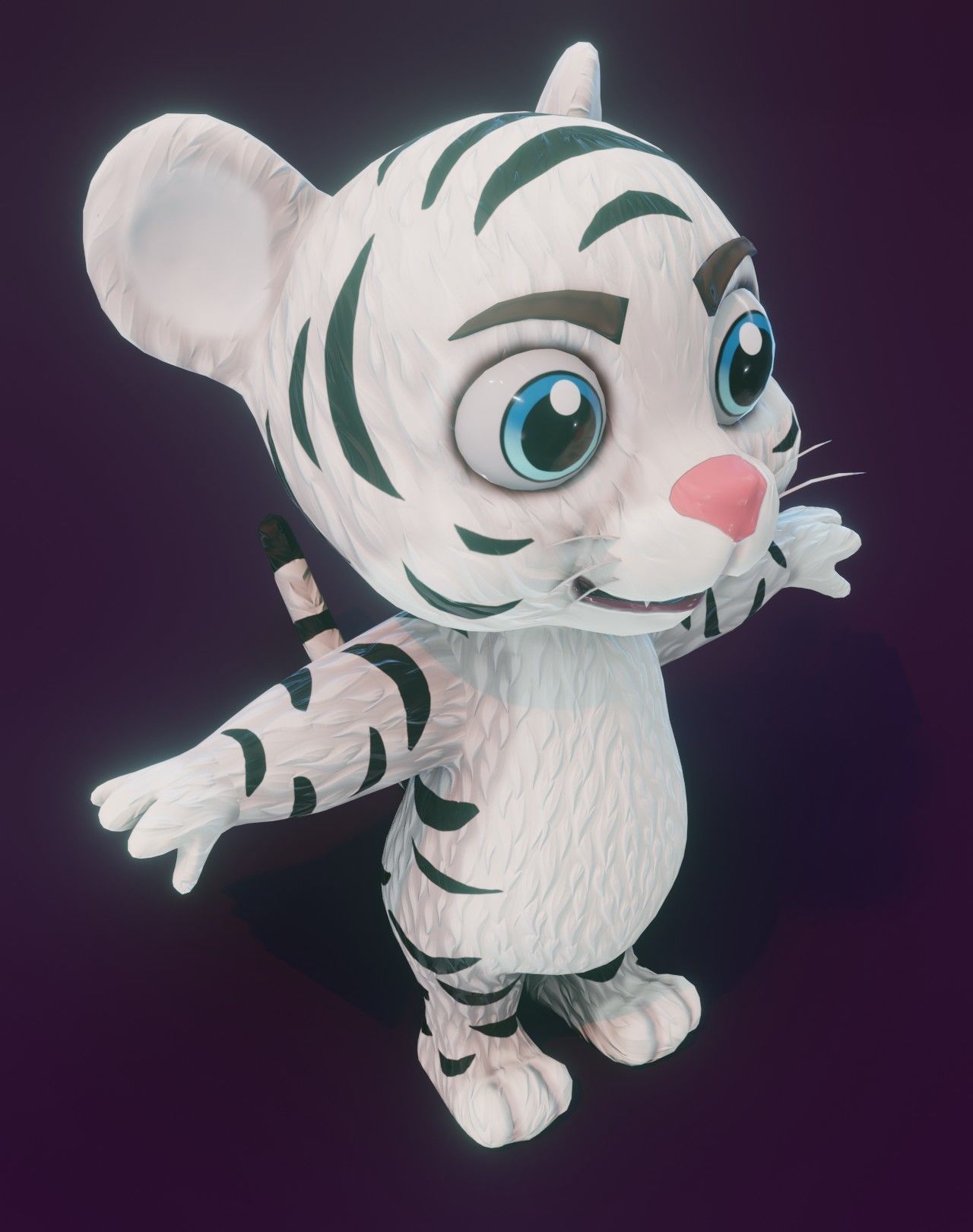 Cartoon White Tiger 3D Model Low-poly 3D model_20