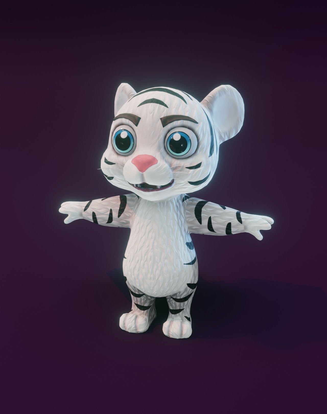 Cartoon White Tiger 3D Model Low-poly 3D model_16