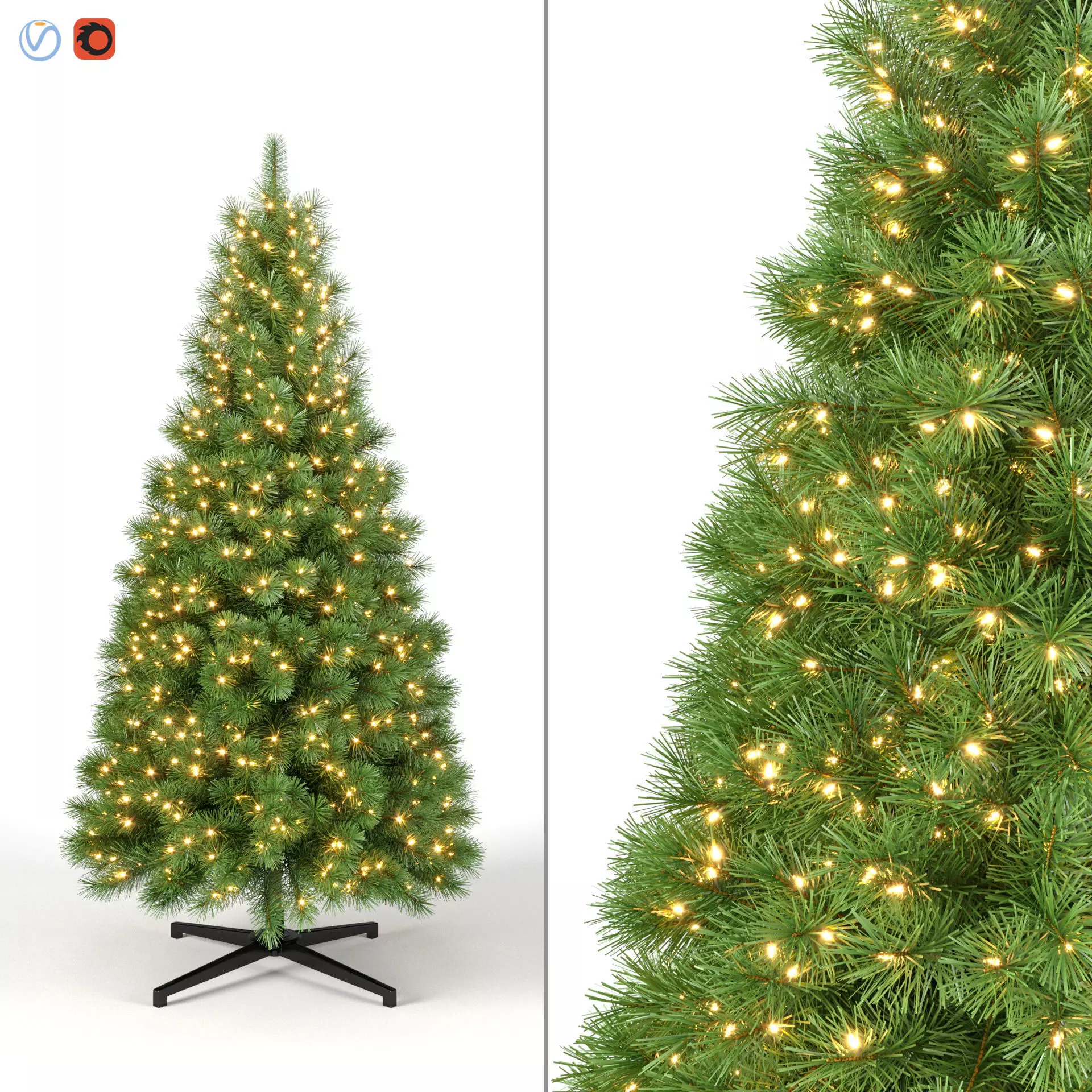 Christmas Tree 7 feet With Lights 3D model_0