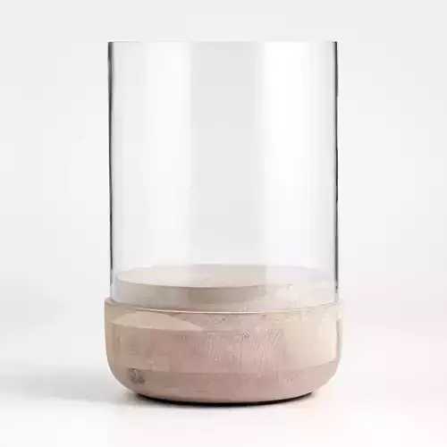 Candle holder made of wood and glass