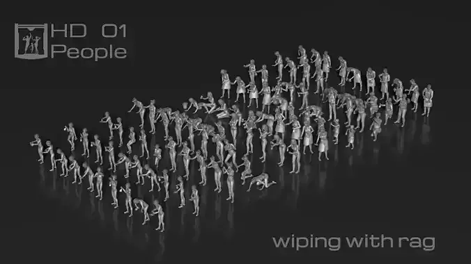 HD People 01 wiping rag 3D model