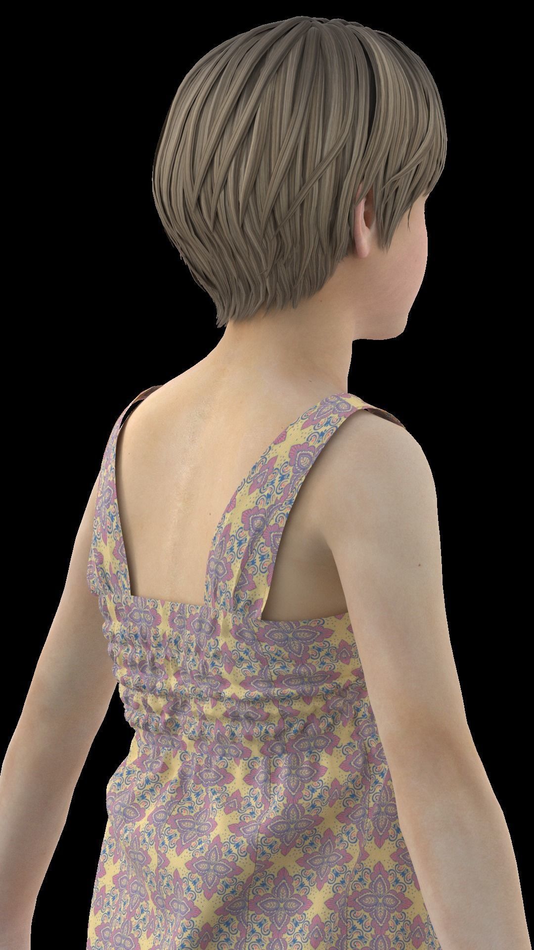 Girls Pinafore dress Low-poly 3D model_4