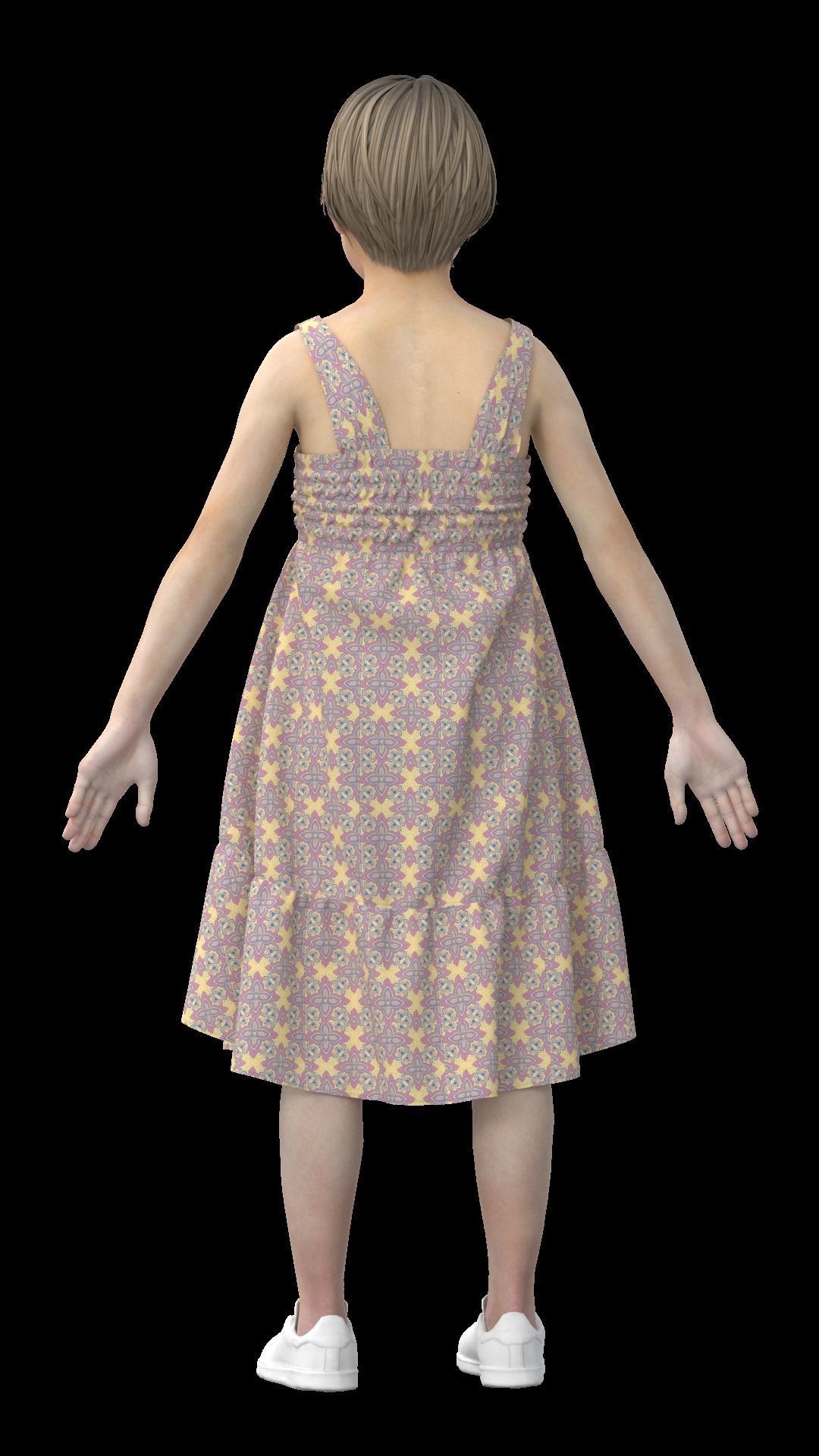 Girls Pinafore dress Low-poly 3D model_6