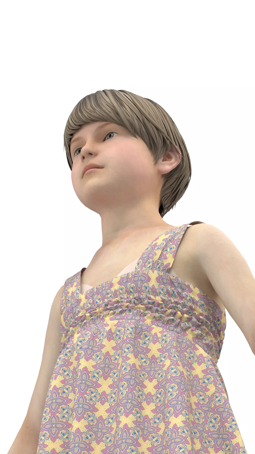 Girls Pinafore dress Low-poly 3D model_0