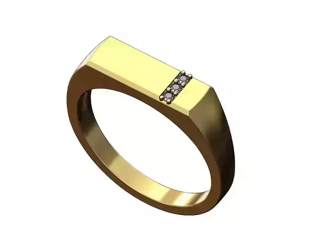 Diamond line rectangular signet ring US sizes 6to9