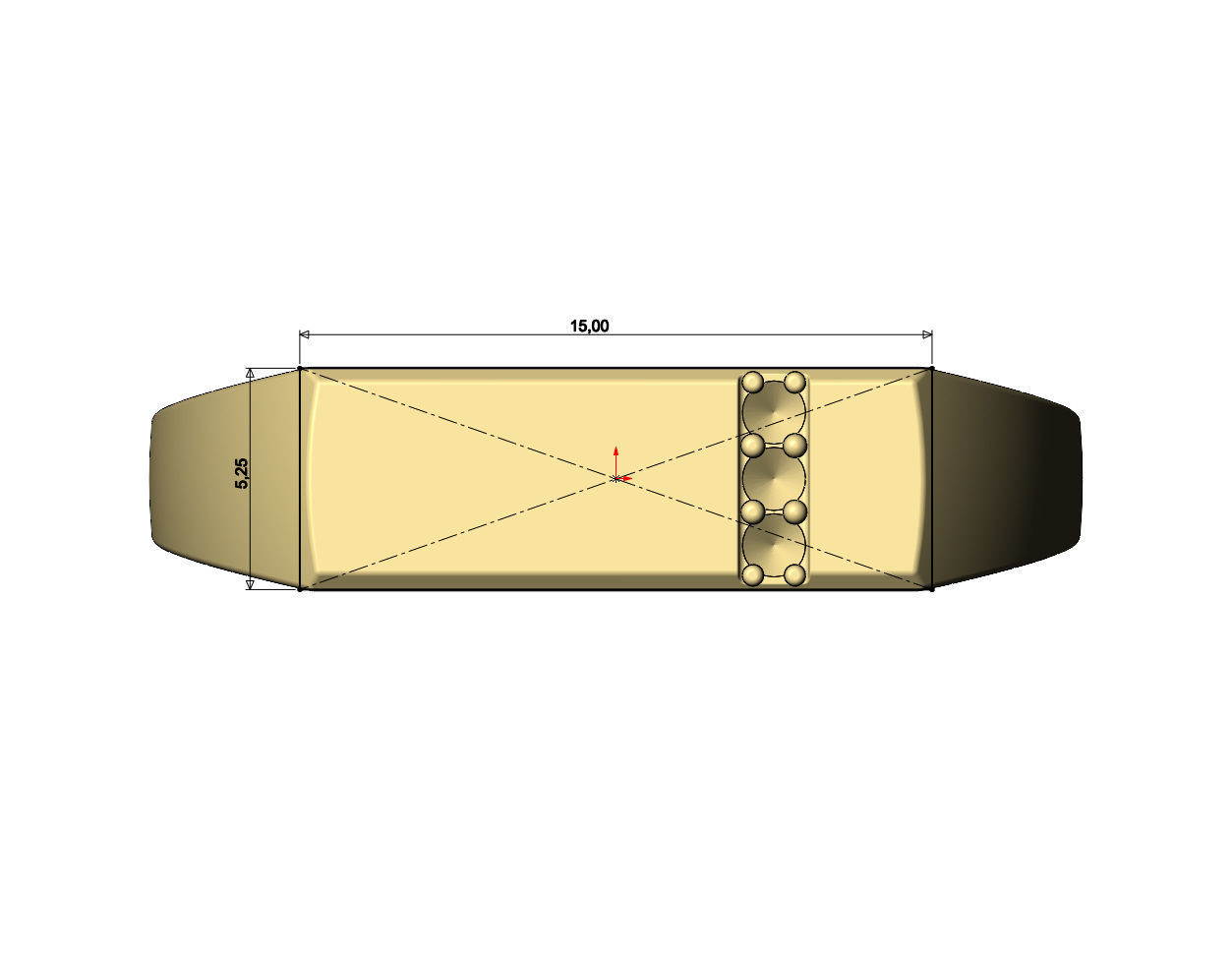 Diamond line rectangular signet ring US sizes 6to9 3D print model_7