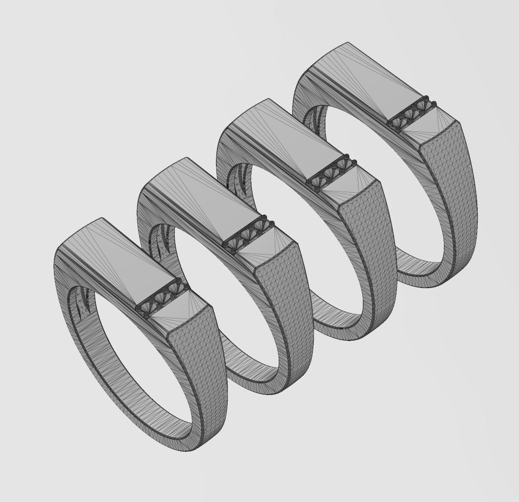 Diamond line rectangular signet ring US sizes 6to9 3D print model_12