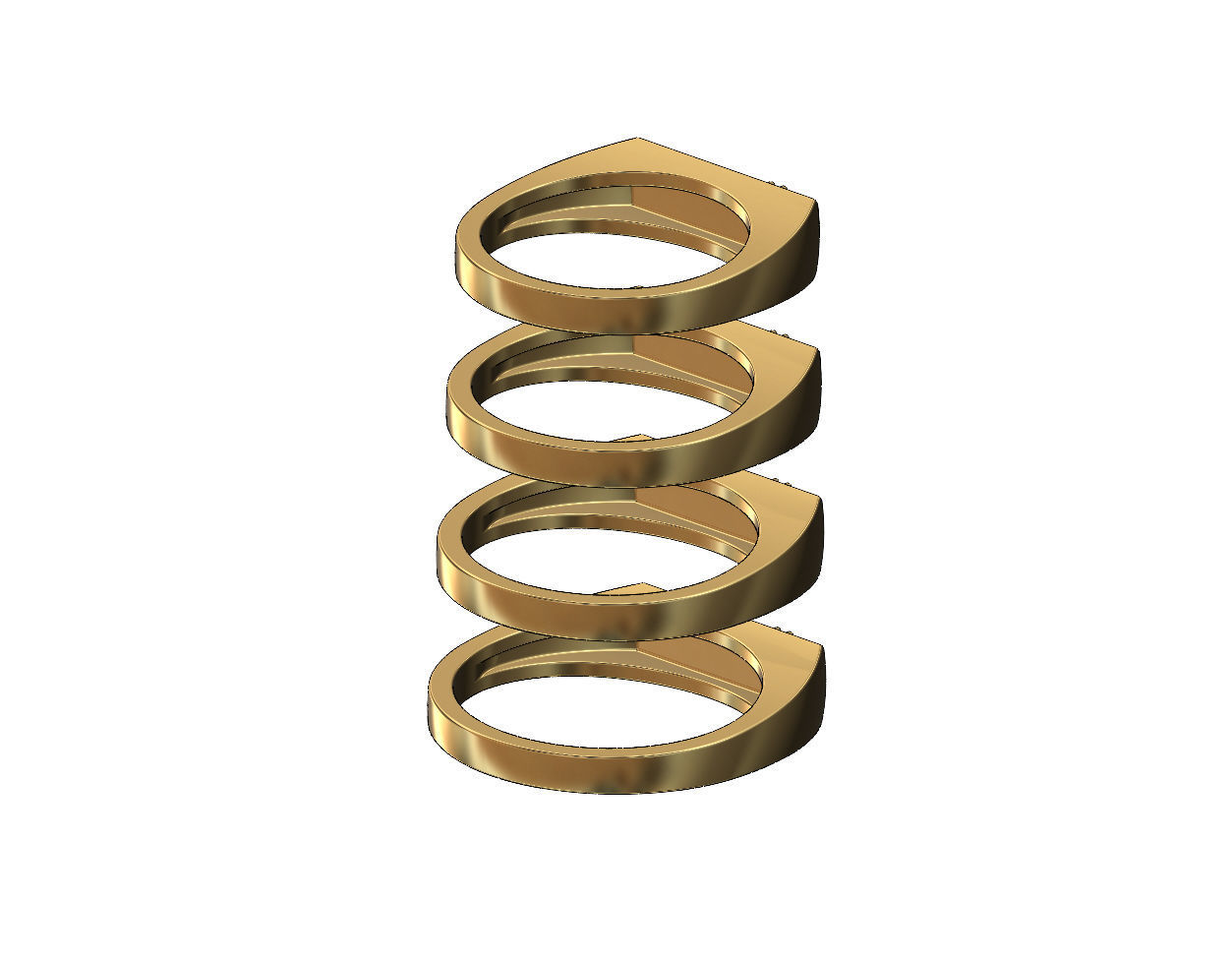 Diamond line rectangular signet ring US sizes 6to9 3D print model_3