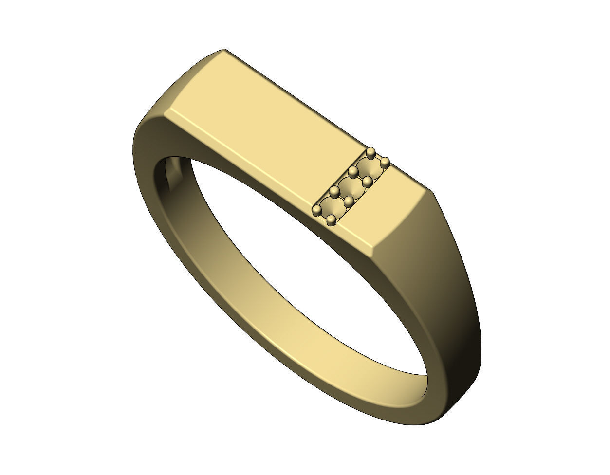 Diamond line rectangular signet ring US sizes 6to9 3D print model_5