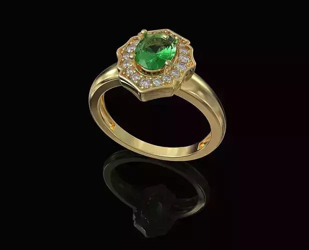 Halo ring with pear stone 3D print model