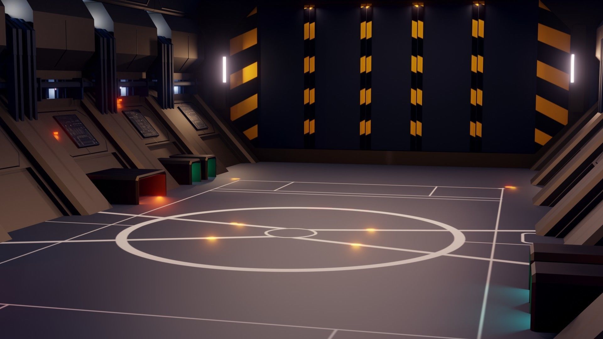 Sci-Fi Hangar - Low Poly - Game Ready -PBR Low-poly 3D model_4