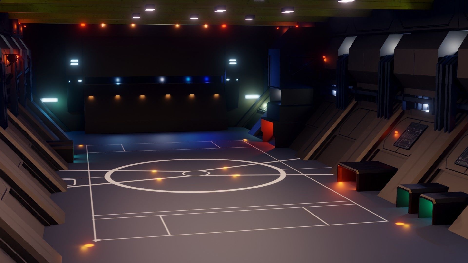 Sci-Fi Hangar - Low Poly - Game Ready -PBR Low-poly 3D model_1