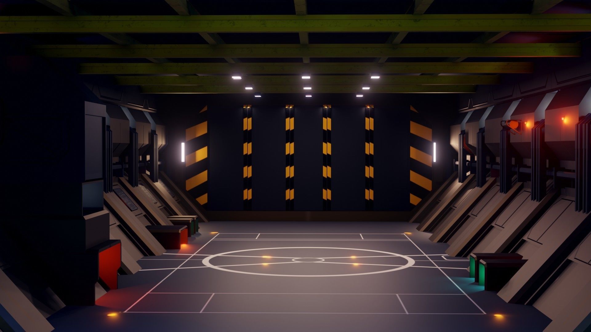 Sci-Fi Hangar - Low Poly - Game Ready -PBR Low-poly 3D model_3