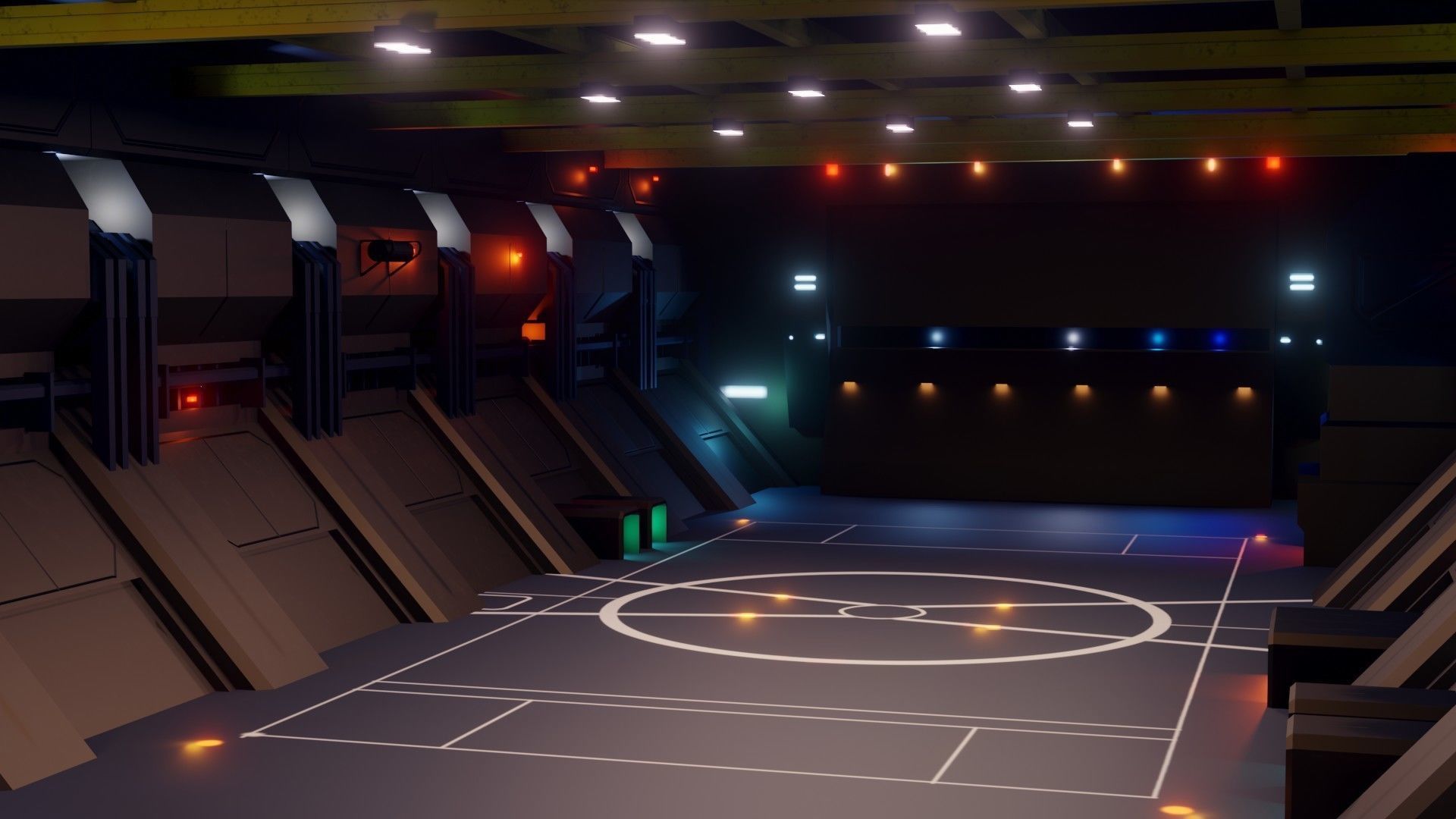Sci-Fi Hangar - Low Poly - Game Ready -PBR Low-poly 3D model_2