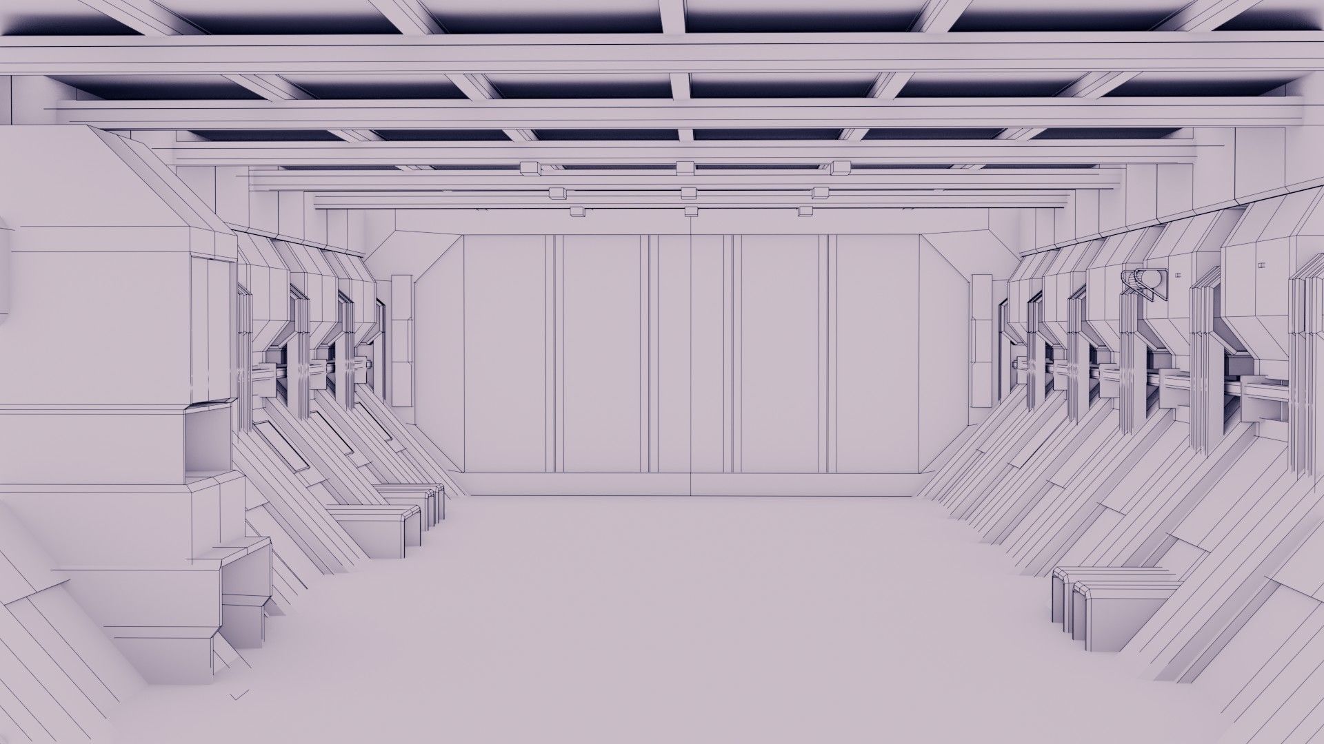 Sci-Fi Hangar - Low Poly - Game Ready -PBR Low-poly 3D model_11